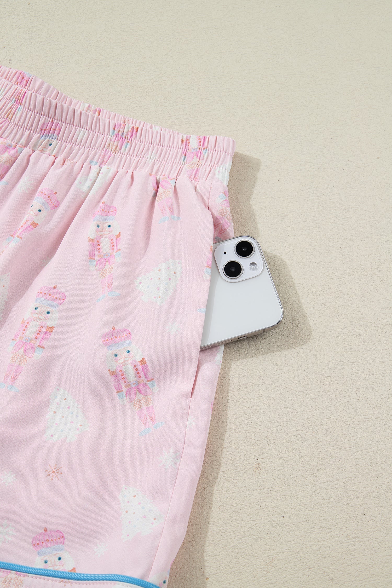 Bow Tie Front Christmas Nutcracker Long Sleeve Shirt Shorts Pajama Set - Loungewear & Sleepwear/Sleepwear