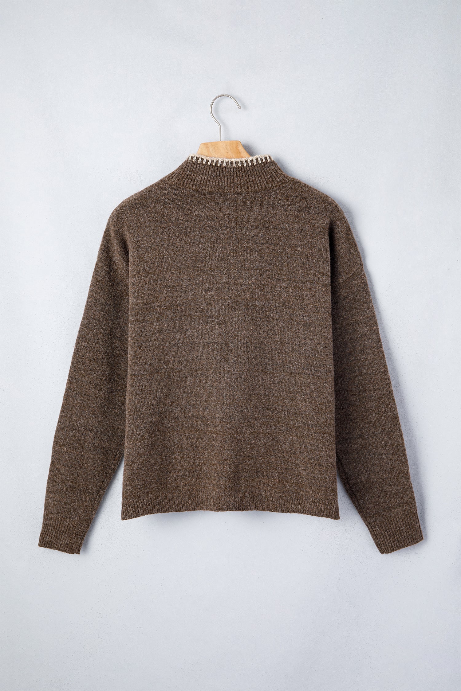 Floral Print High Neck Long Sleeve Sweater – Chicory Coffee