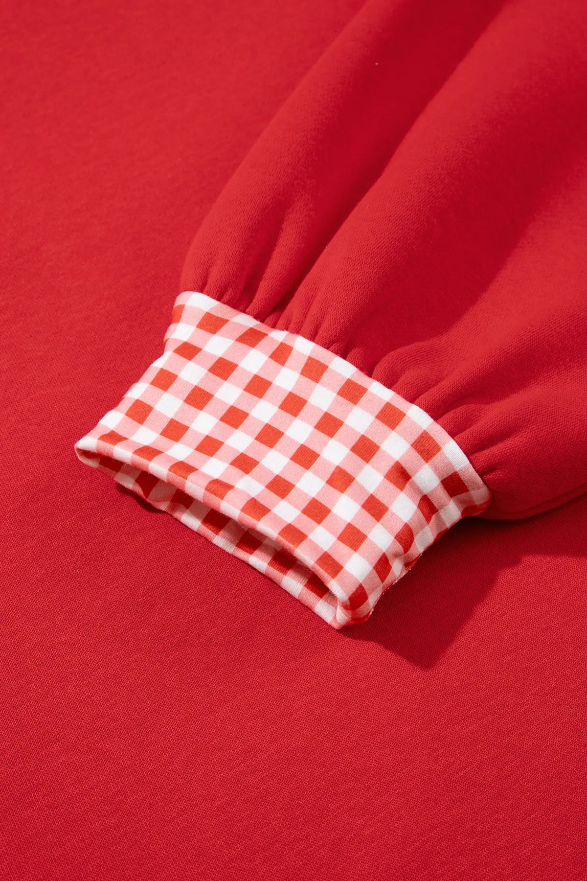 Gingham Trim Baggy Pullover 2pcs Short Set – Fiery Red