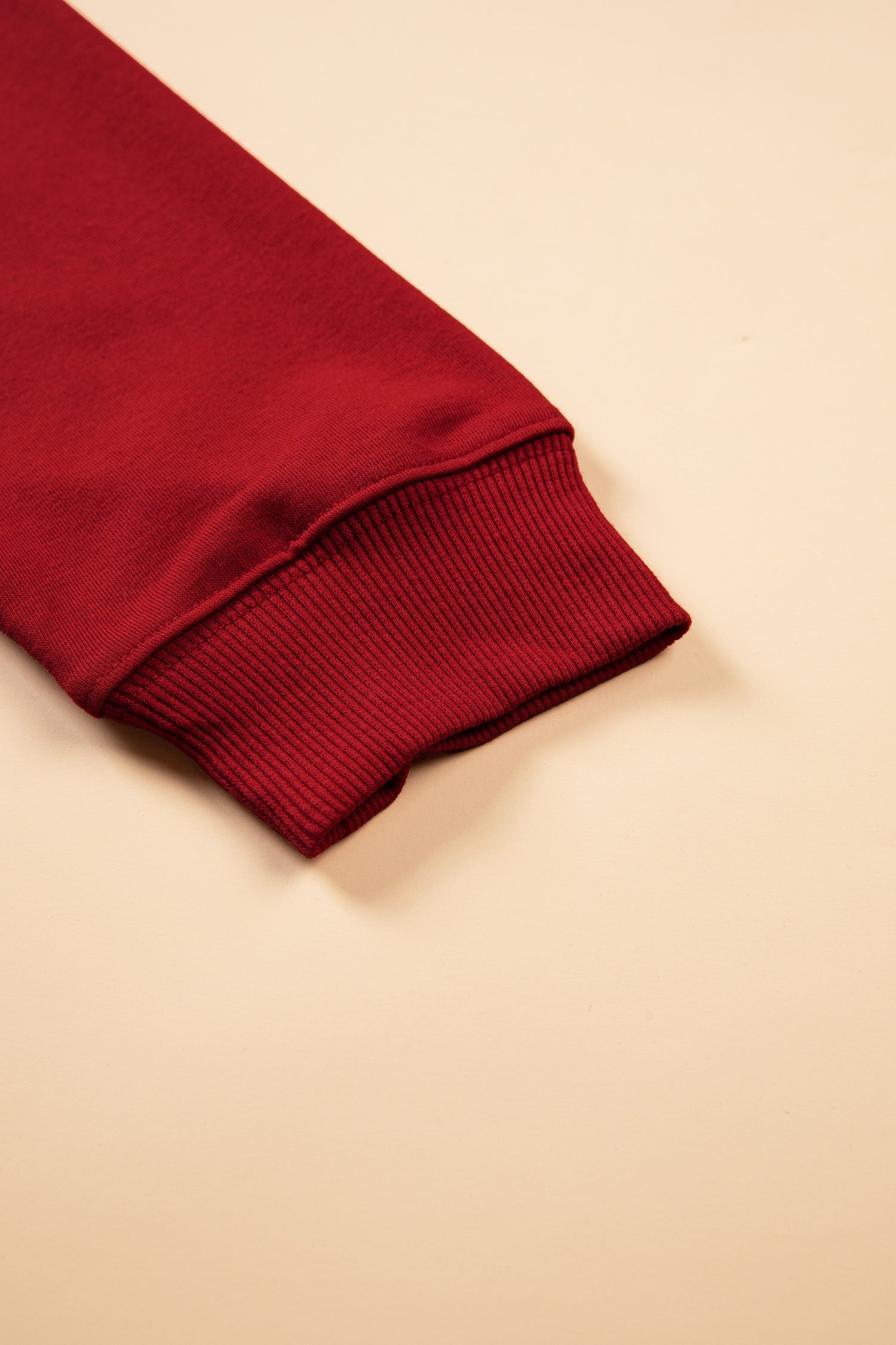 Ribbed Detail Drop Shoulder Cutout Back Sweatshirt – Racing Red