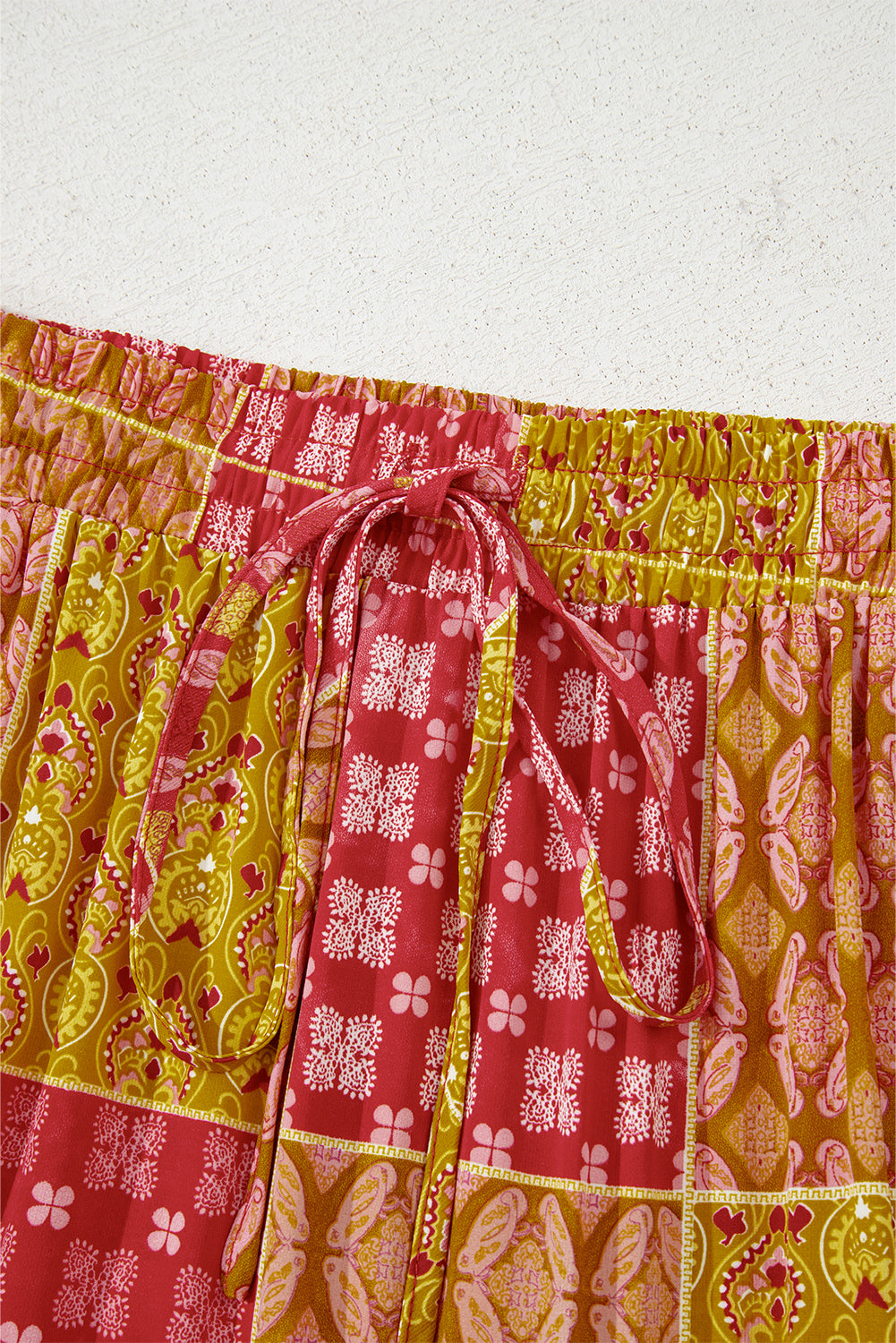 Tiered Paisley Print Pocketed Maxi Skirt