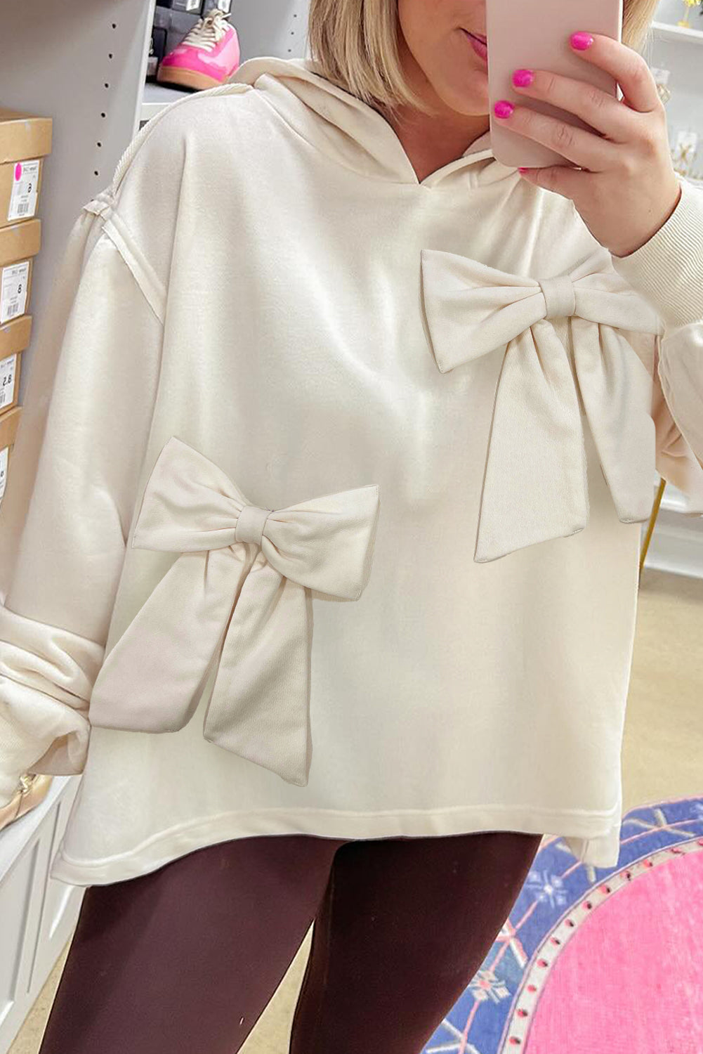 White Cute Bow Detail Baggy Hoodie Dear-Lover Dropshipping