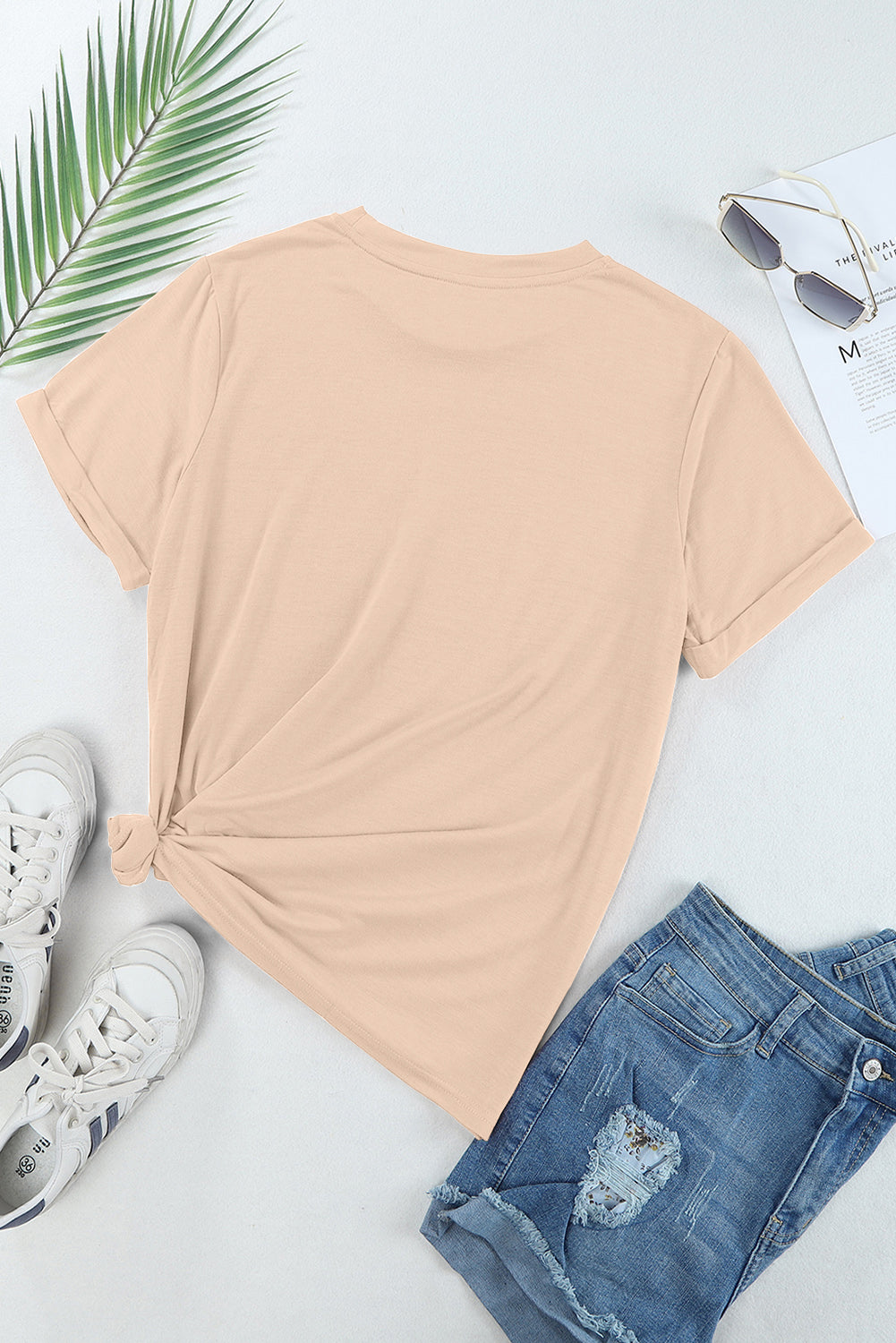 Casual Plain Crew Neck Tee T-Shirt