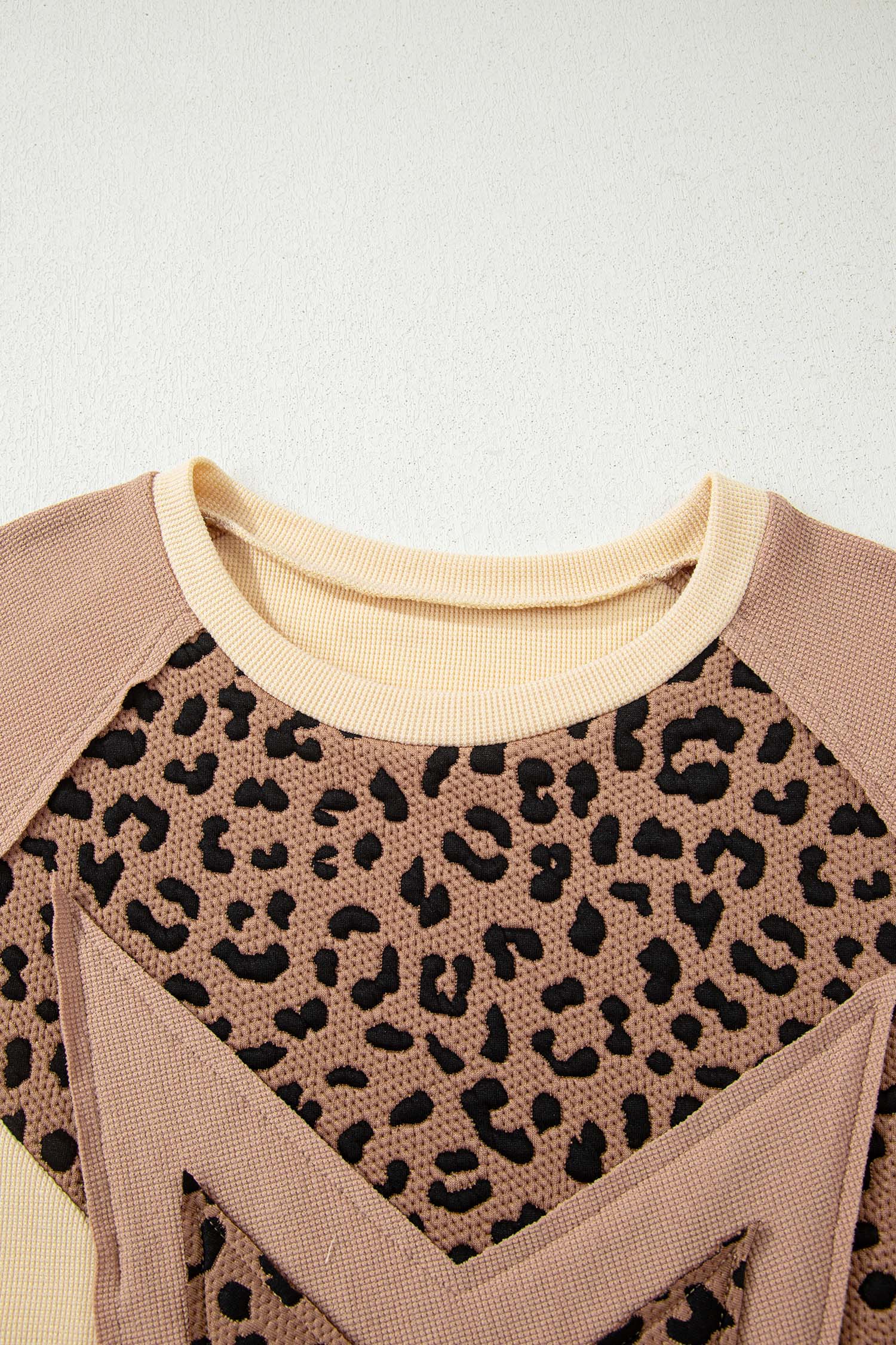 Leopard Star Patchwork Textured Baggy Sweatshirt - Tops/Sweatshirts & Hoodies