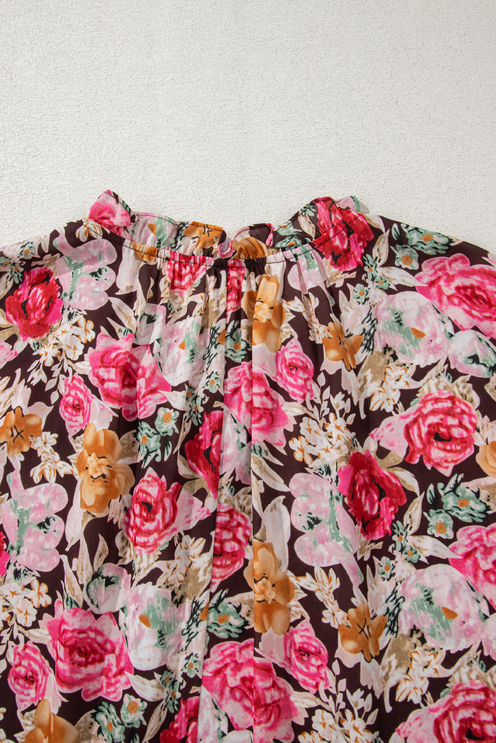 Pink Floral Print Crew Neck Short Sleeve Shift Blouse eAura