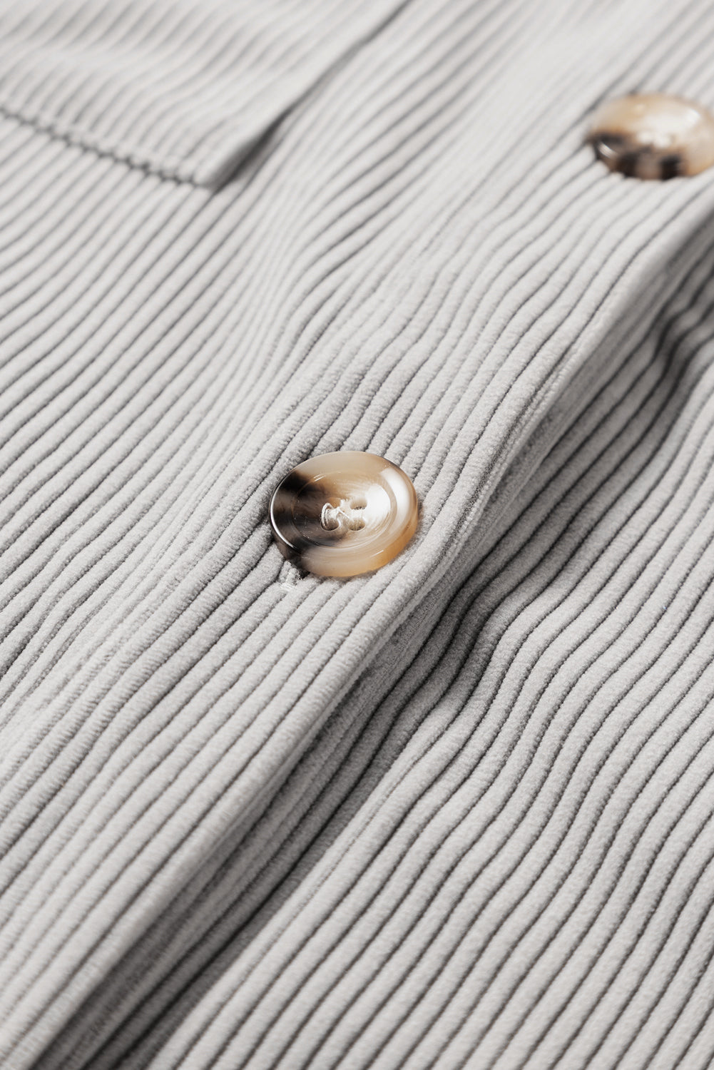Light Grey Hooded Drawstring Pockets Corduroy Shacket Beagle Boutique Fashion Outlet