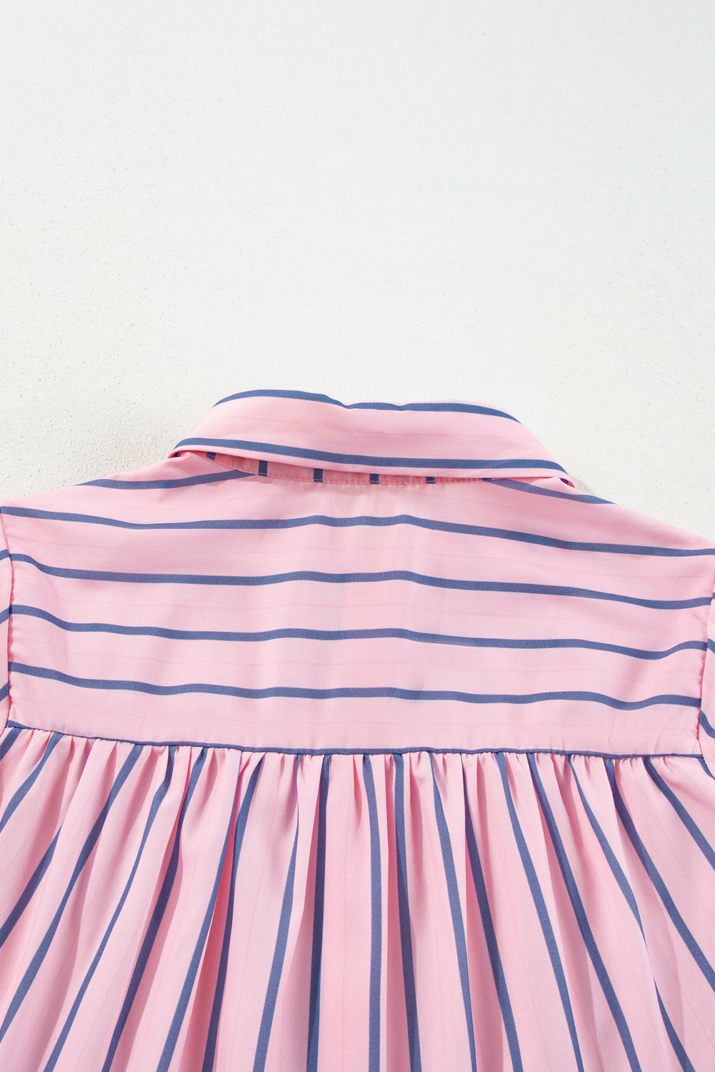 Pink Stripe Ruffled Hem Button-up Collared Shirt Mini Dress Beagle Boutique Fashion Outlet