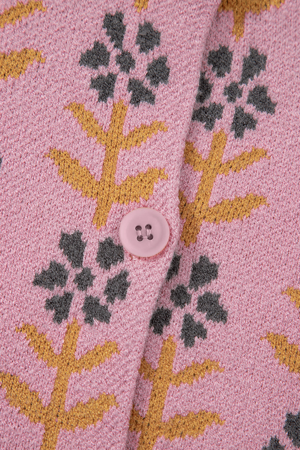 Pink Floral Button Down Ribbed Banded Cardigan Sweater Dear-Lover Dropshipping