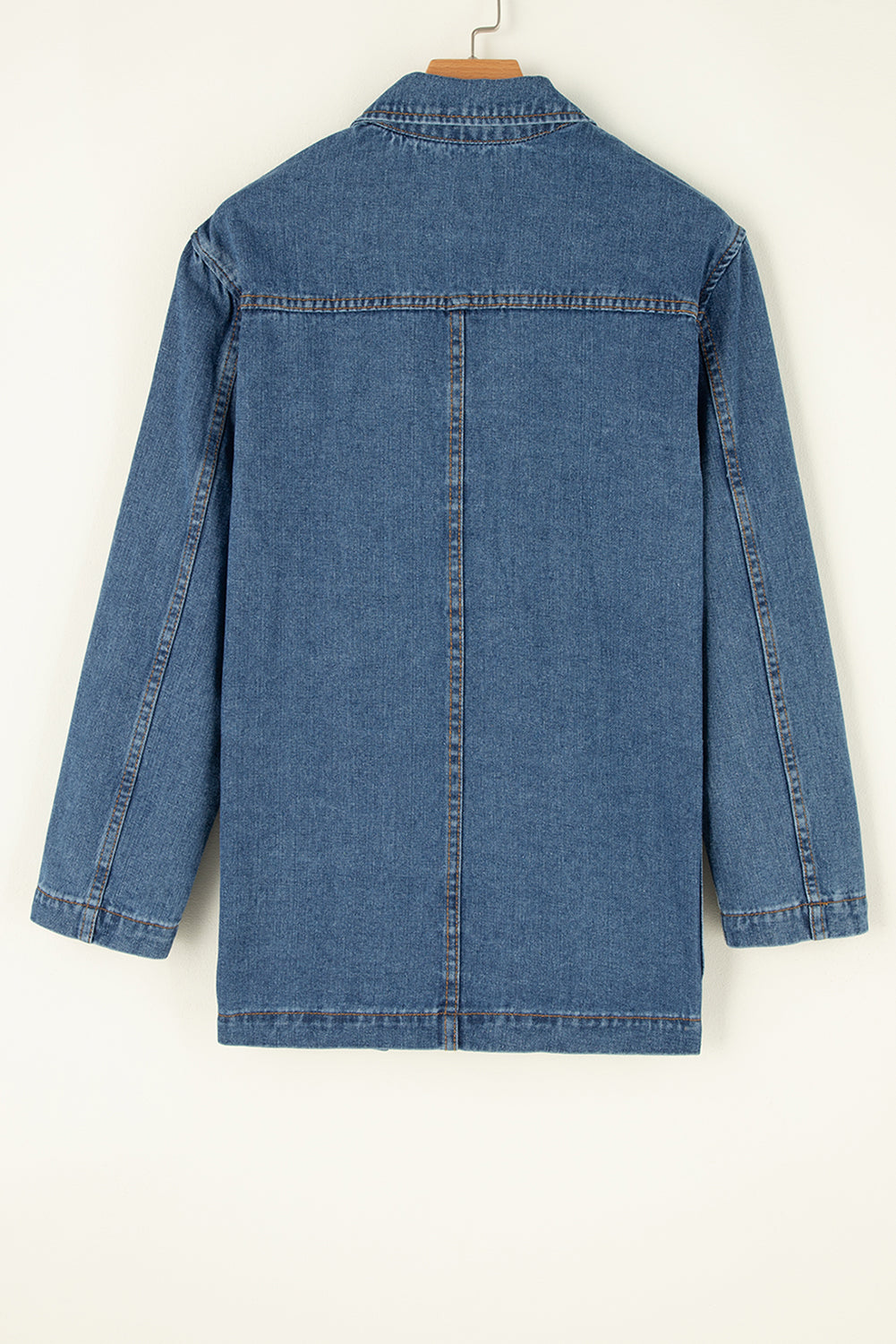 Sail Blue Side Pockets Lapel Collar Denim Jacket Beagle Boutique Fashion Outlet