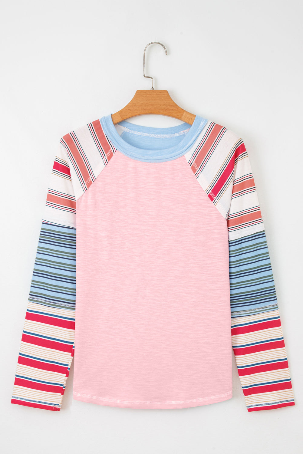 Exposed Seam Striped Long Sleeve Top - eAura