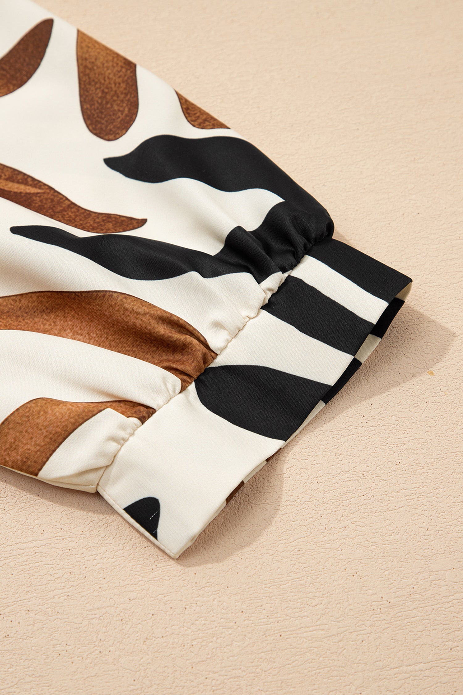 Abstract Print Blouse Puff Sleeve Relaxed Blouse - eAura