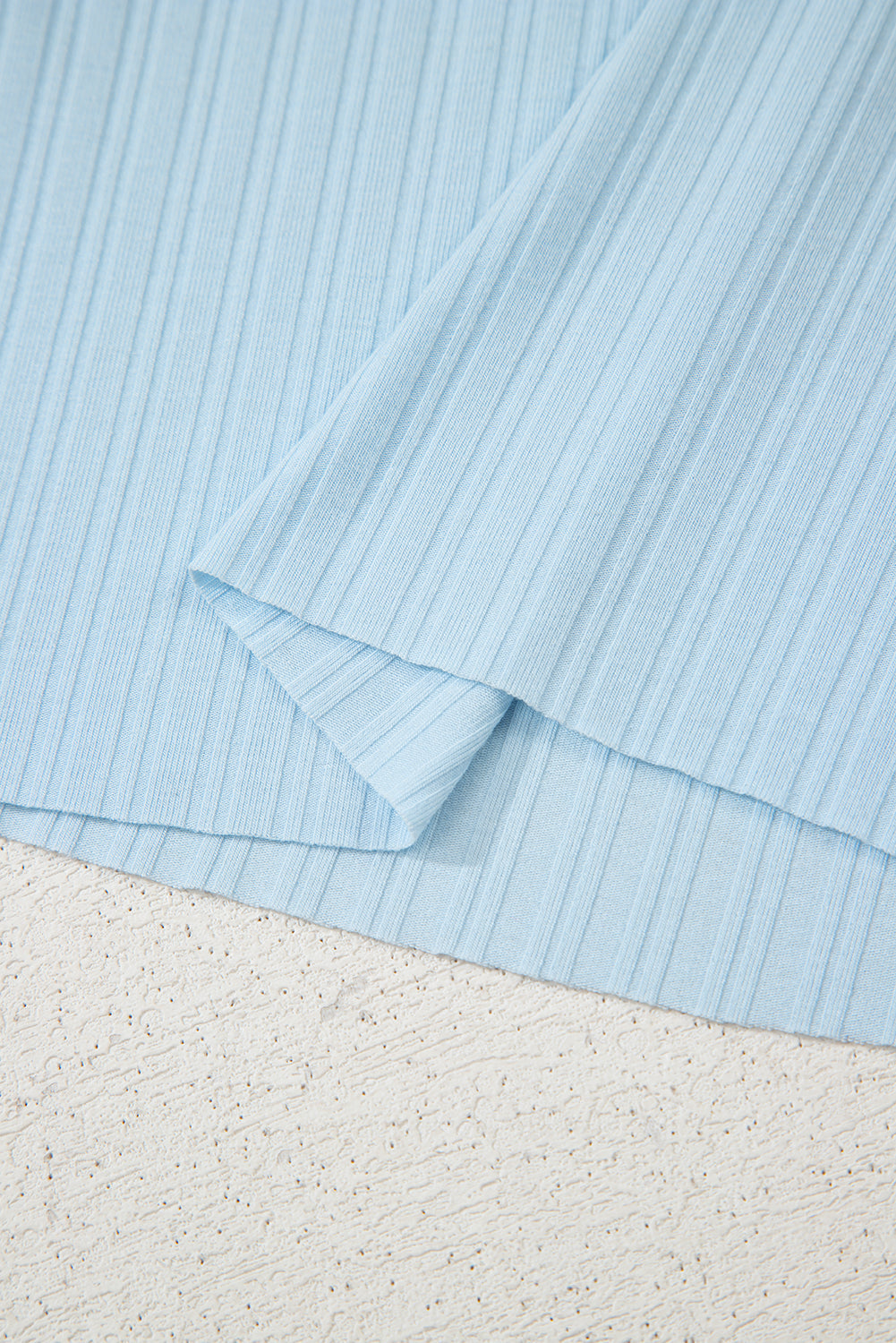 Beau Blue Ribbed Button V Neck Tank Top and Shorts Set - eAura