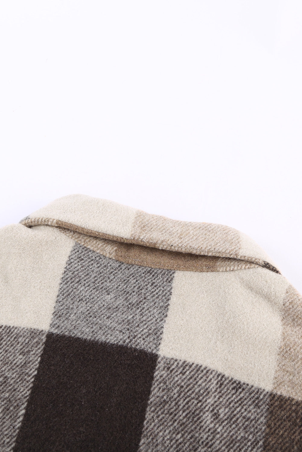 Khaki Plaid Colour Block Buttoned Long Sleeve Jacket with Pocket Beagle Boutique Fashion Outlet
