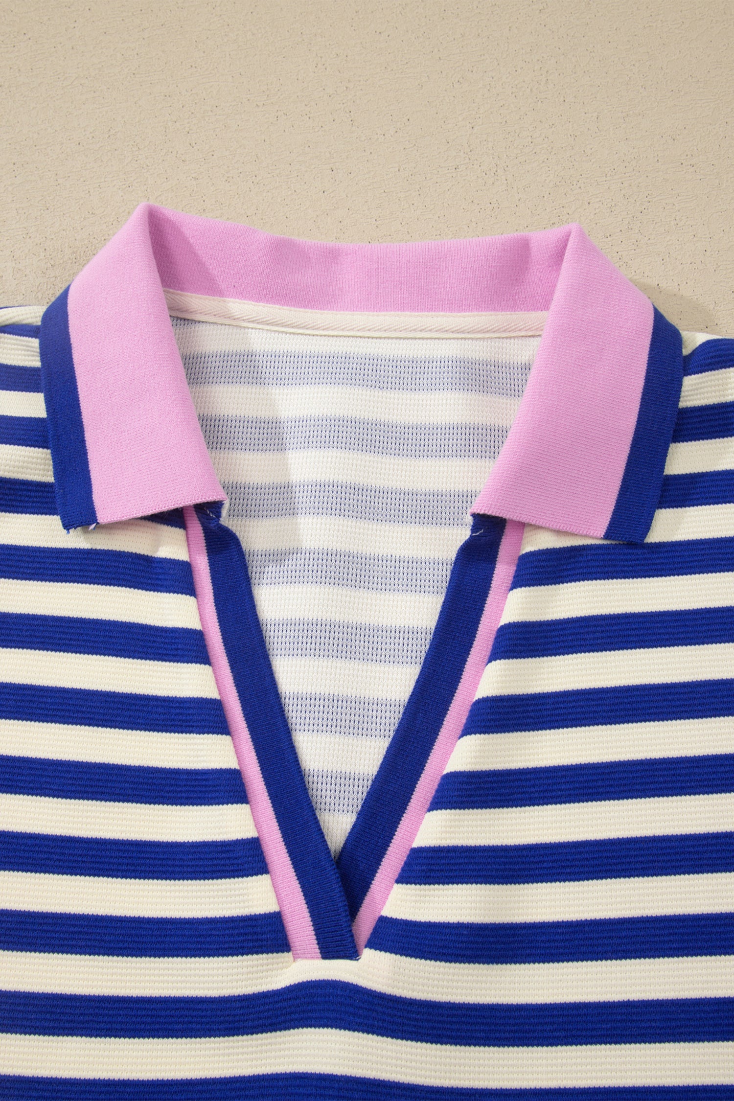 Striped Shift Dress Colorblock V Neck Short Sleeve Casual Summer – Dark Blue
