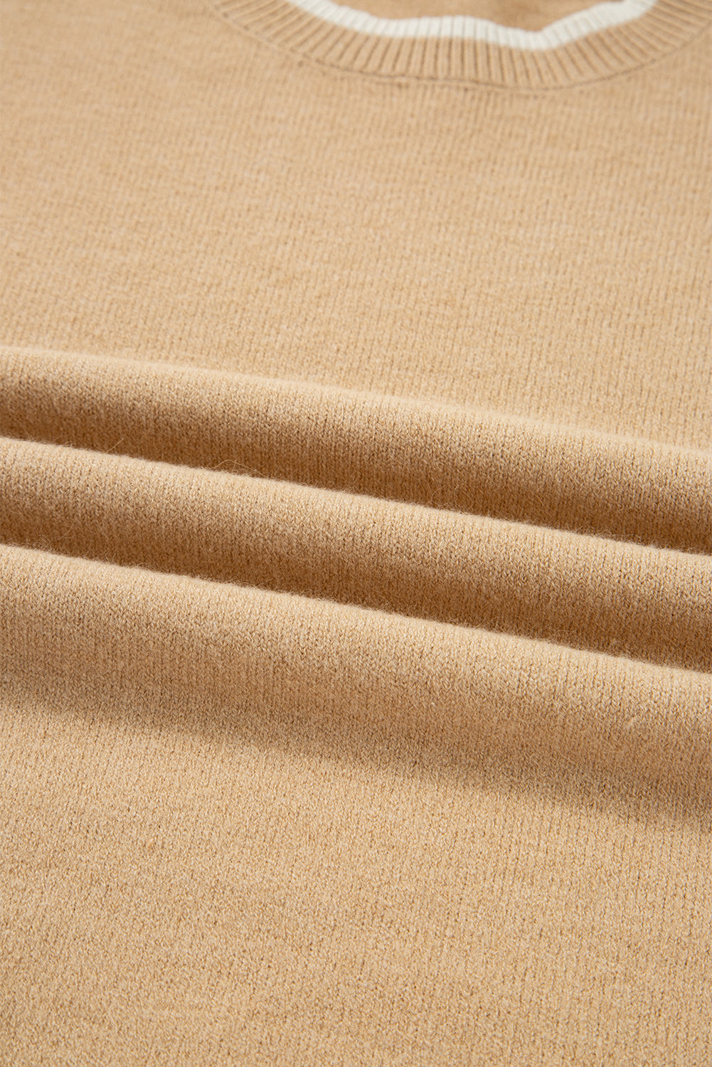 Leopard Bow Decor Split Cuff Contrast Trim Sweater - eAura