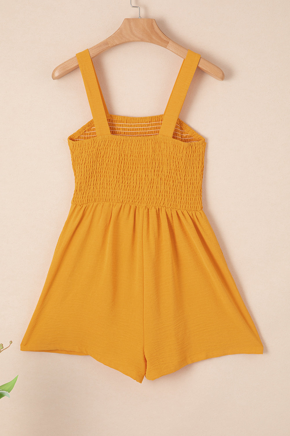 Pocketed Smocked Sleeveless Romper