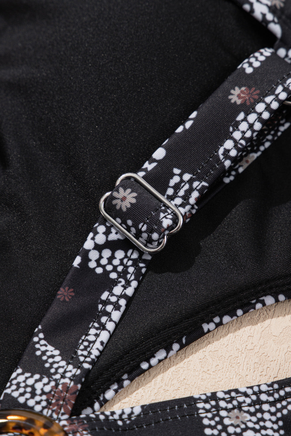 Black Abstract Printed Buckle Crossed Straps Skirted Tankini 2pcs Swimsuit eAura