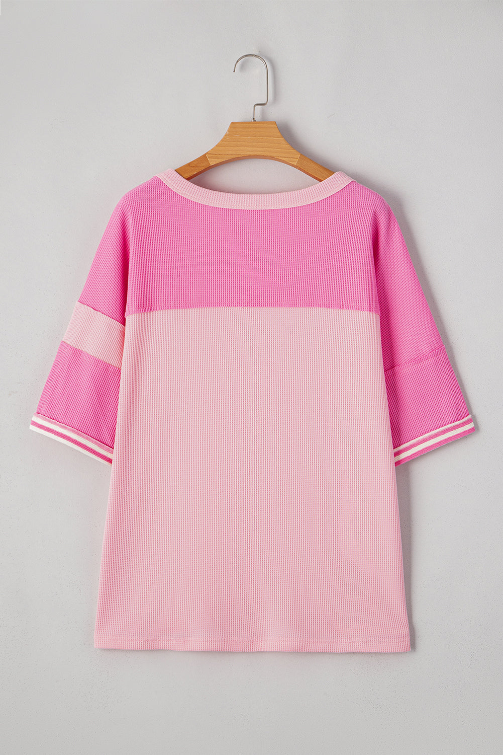 Pink Stripe Color Block Patchwork Loose Half Sleeve T Shirt BB Fashion Outlet