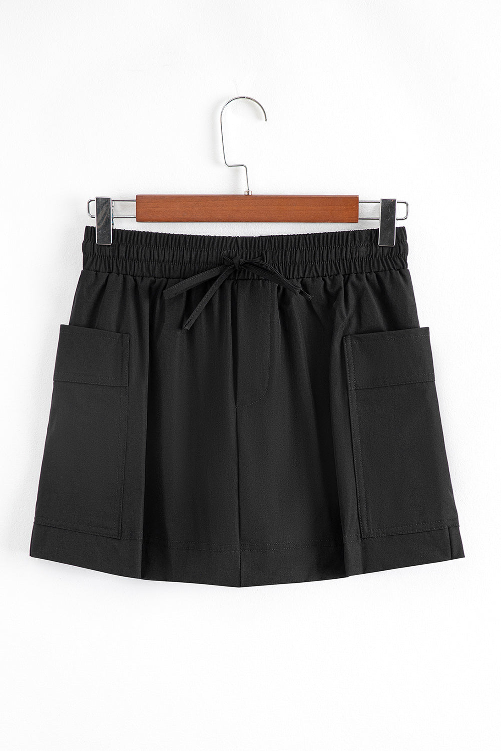Black Cargo Pocket Elastic Waist Active Casual Skort eAura