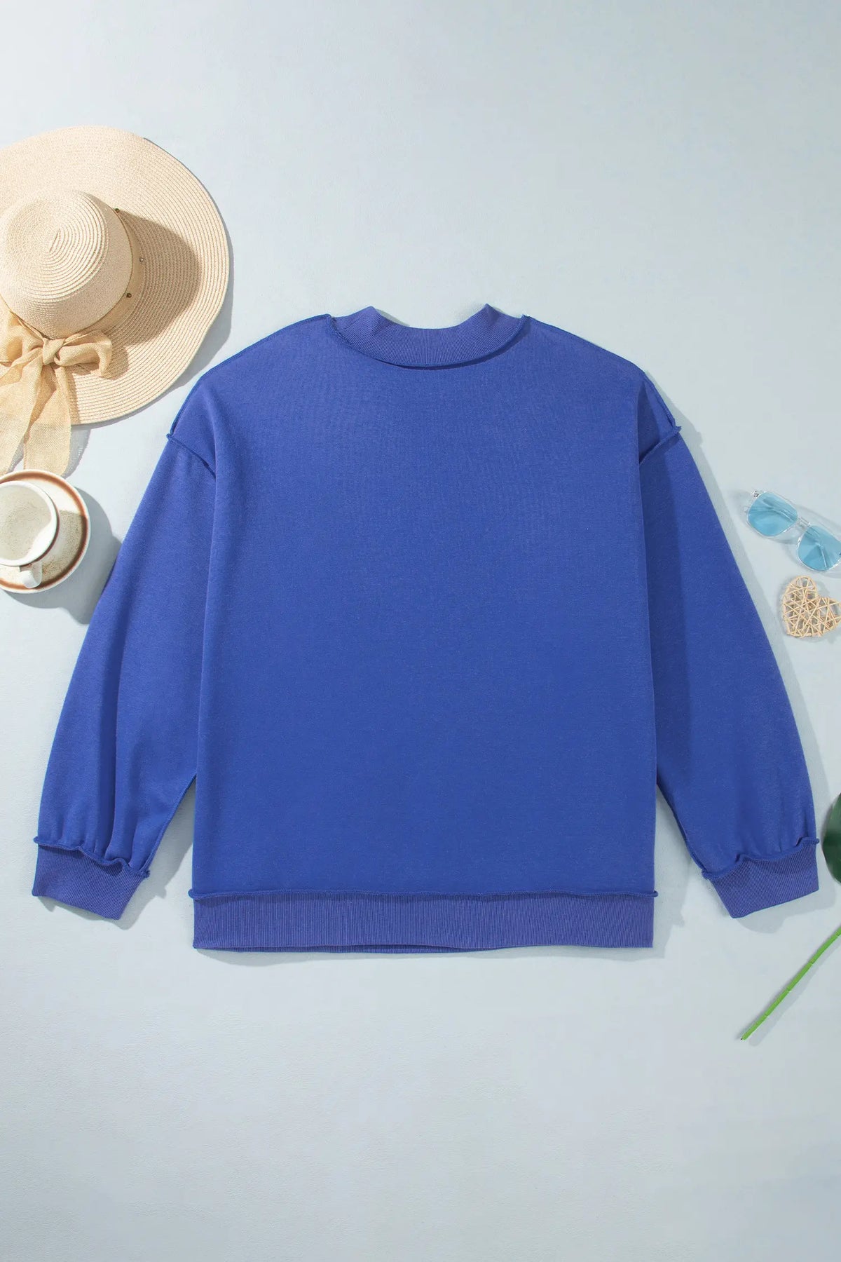 Exposed Seam Detail Reversible Double Wear Plus Size Sweatshirt