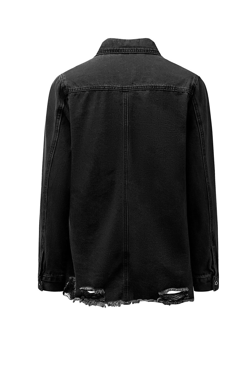 Black Ripped Denim Jacket Beagle Boutique Fashion Outlet