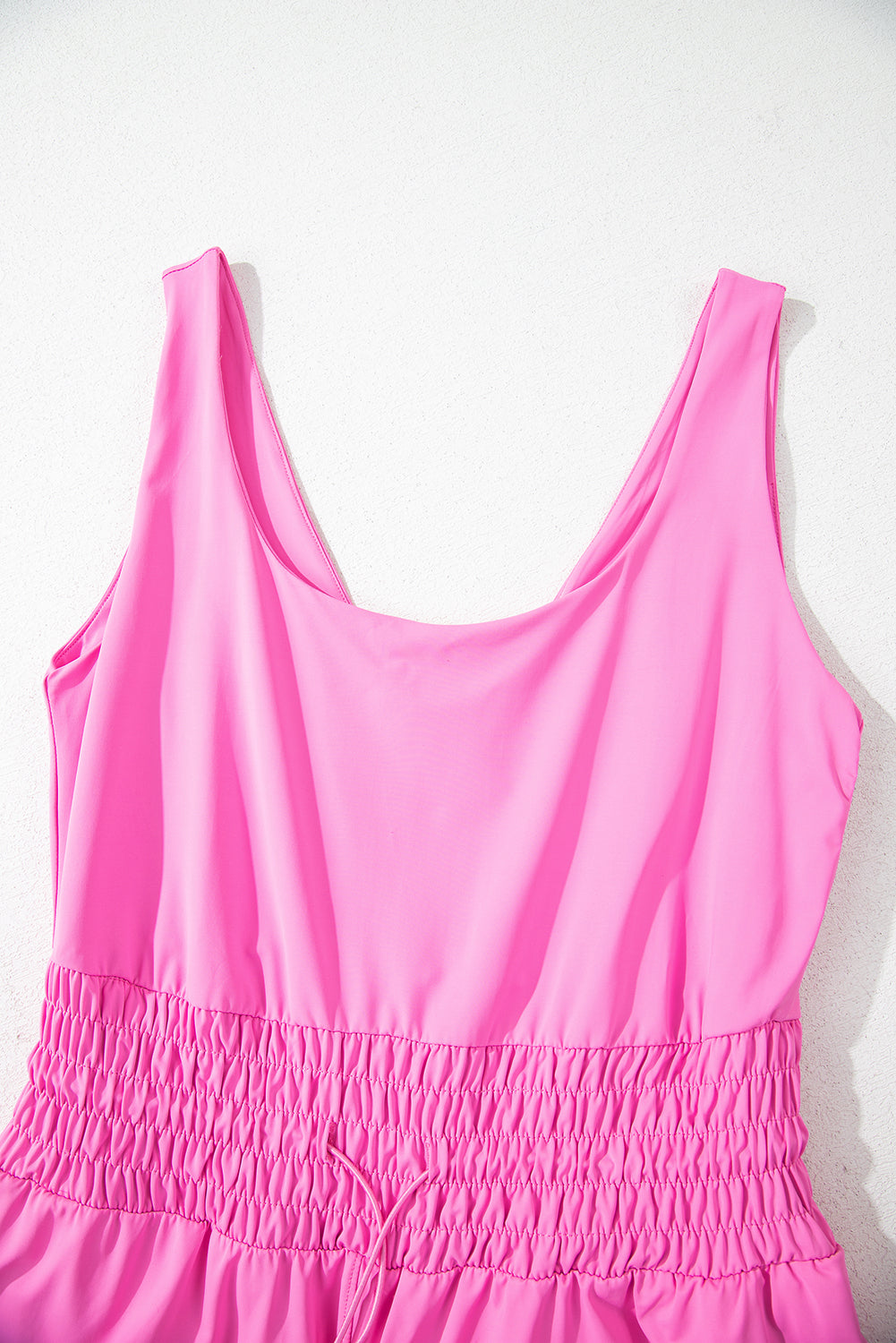 Sachet Pink Plain Sleeveless Loop Drawstring Cinched Waist Romper BB Fashion Outlet