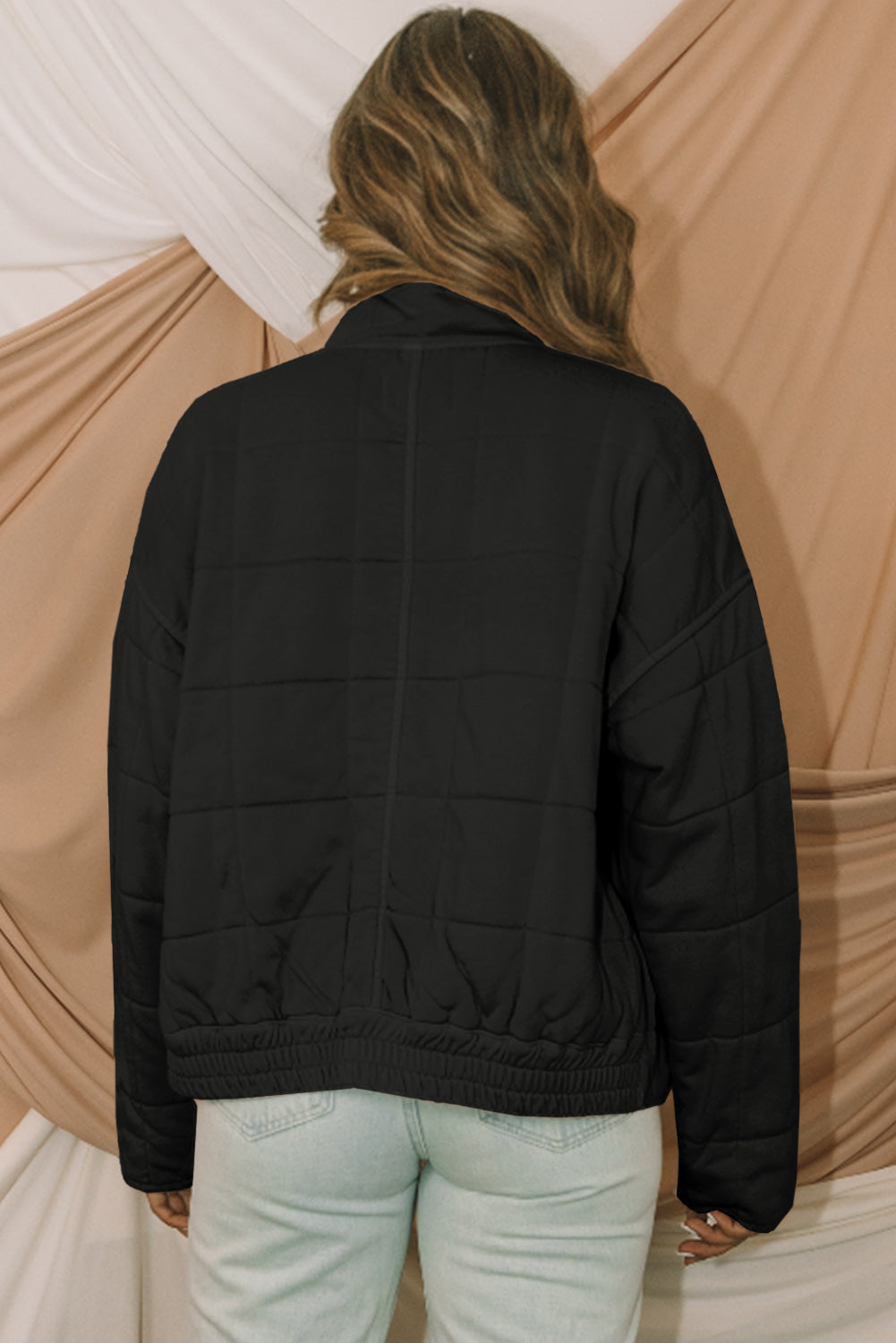 Zip-Up Pocket Quilted Cropped Jacket - Outerwear/Jackets