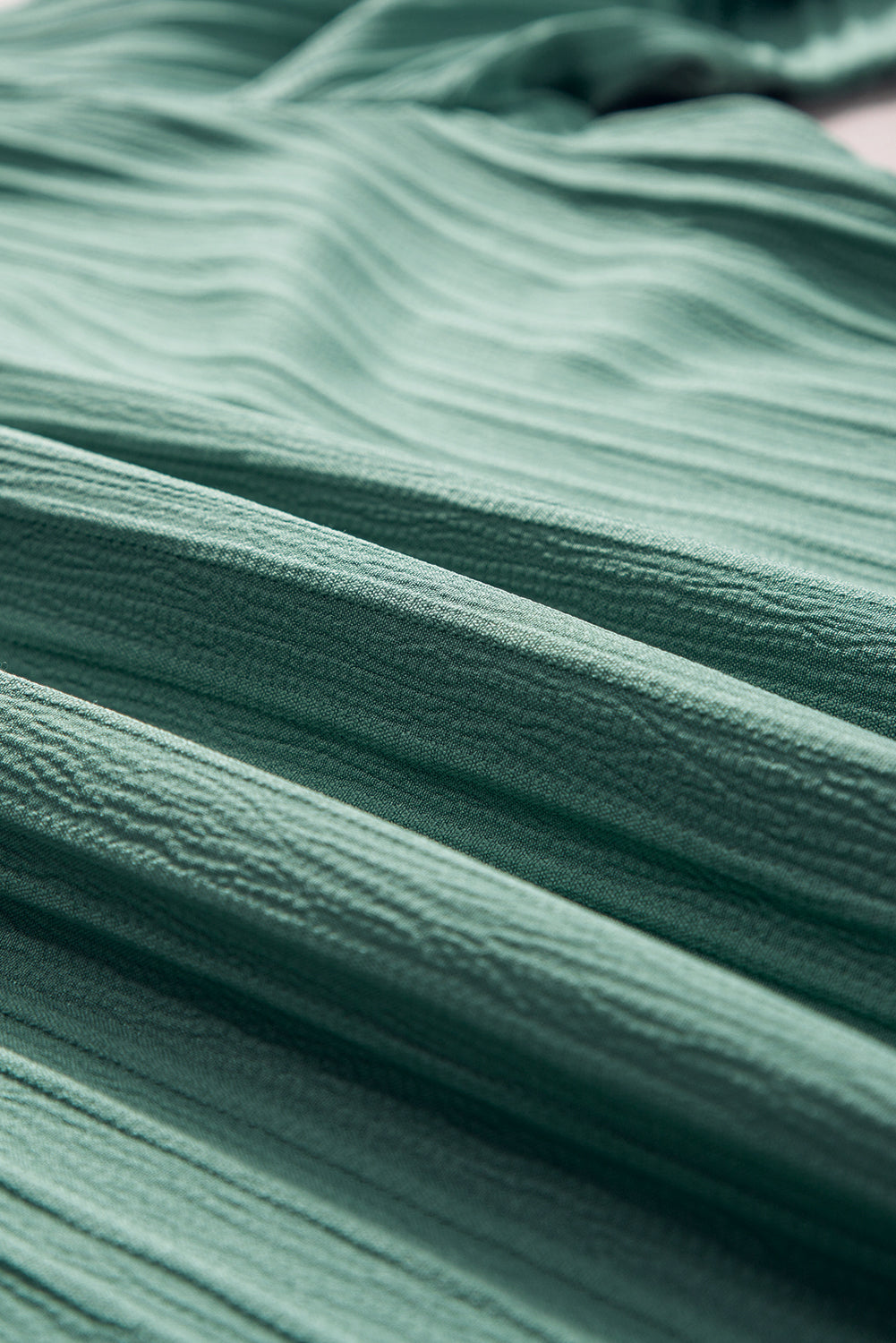 Grass Green Ruffled Half Sleeve V Neck Textured Top - eAura