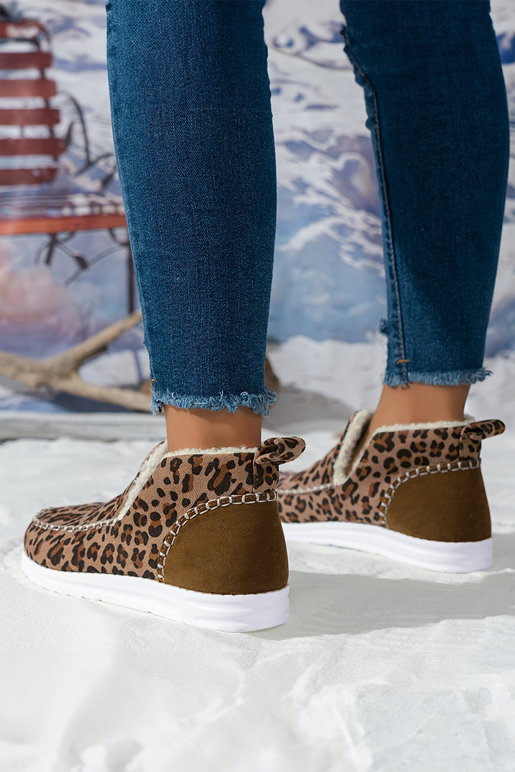 Brown Leopard Print Fleece Lined Winter Snow Boots - eAura
