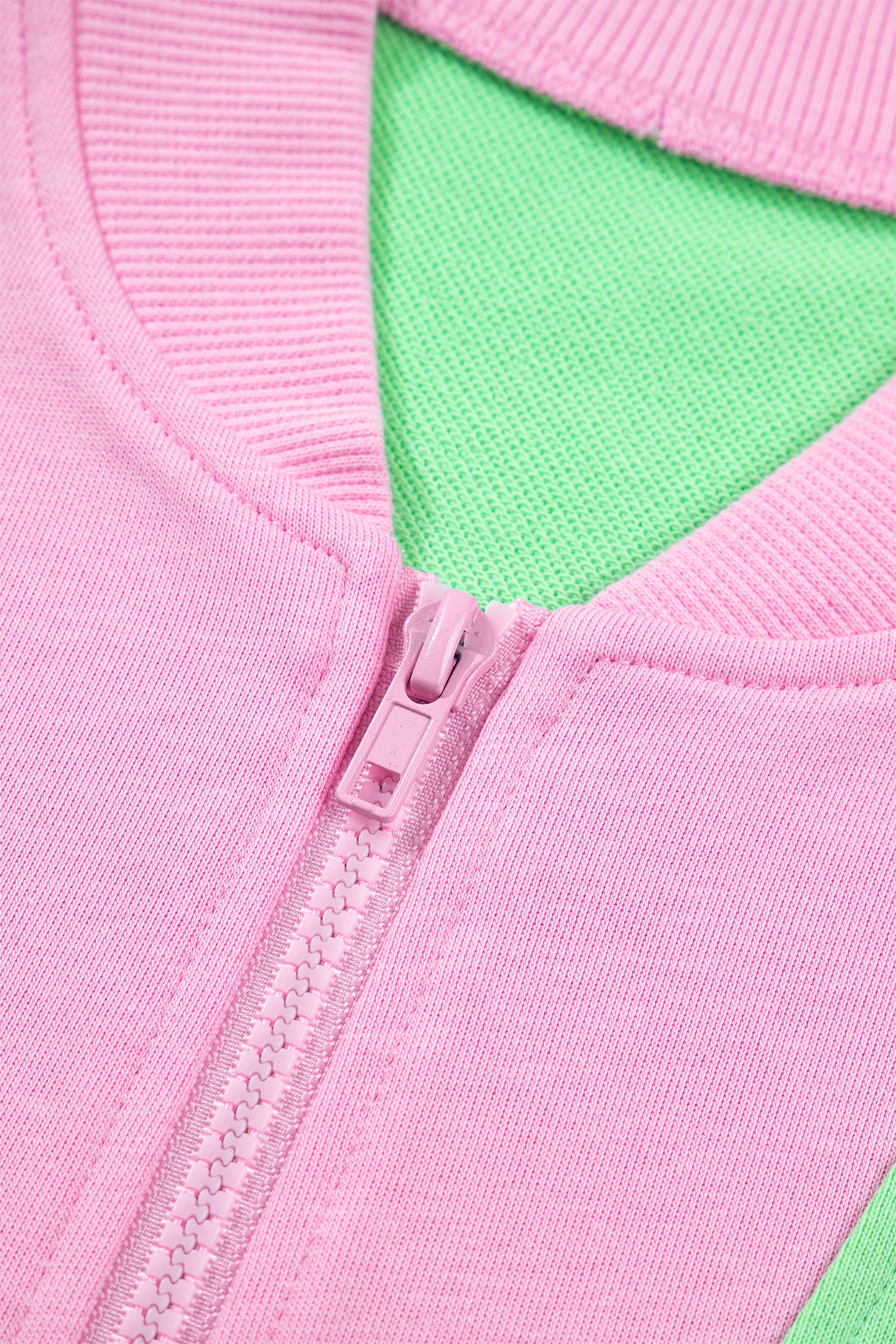 Color Block Accent Half Zip Top Athleisure Shorts Set – Green
