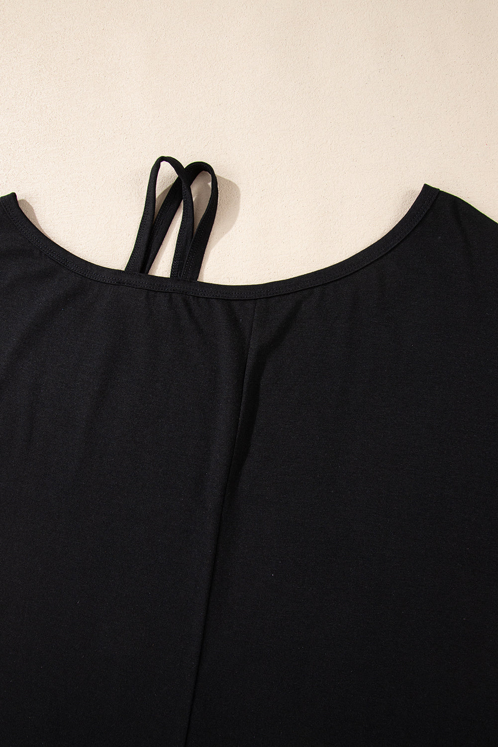Black Asymmetric Criss Cross One Shoulder T Shirt BB Fashion Outlet