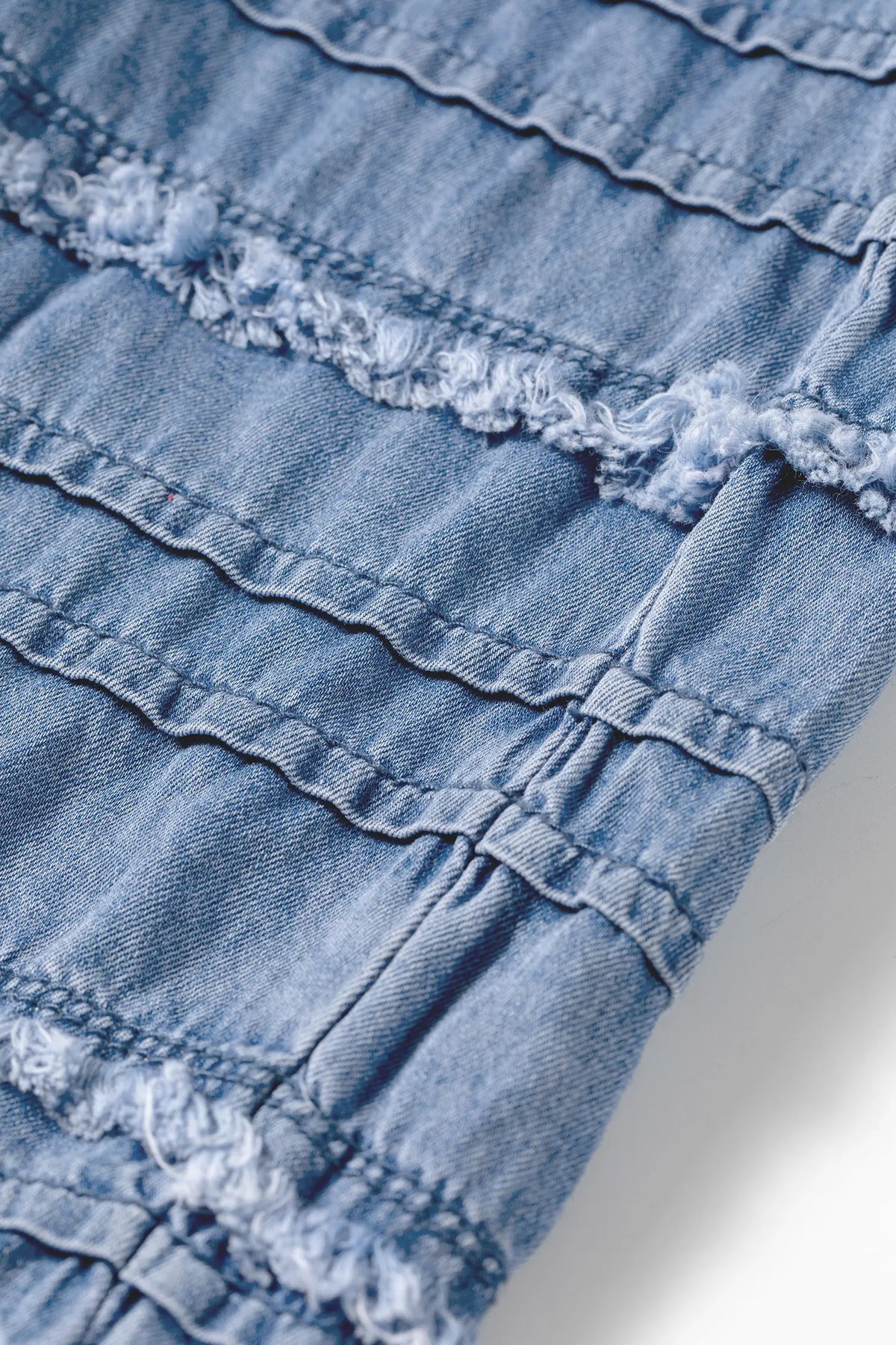 Tiered Raw Edge Ruffled Plus Size Wide Leg Denim Pants – Dusk Blue