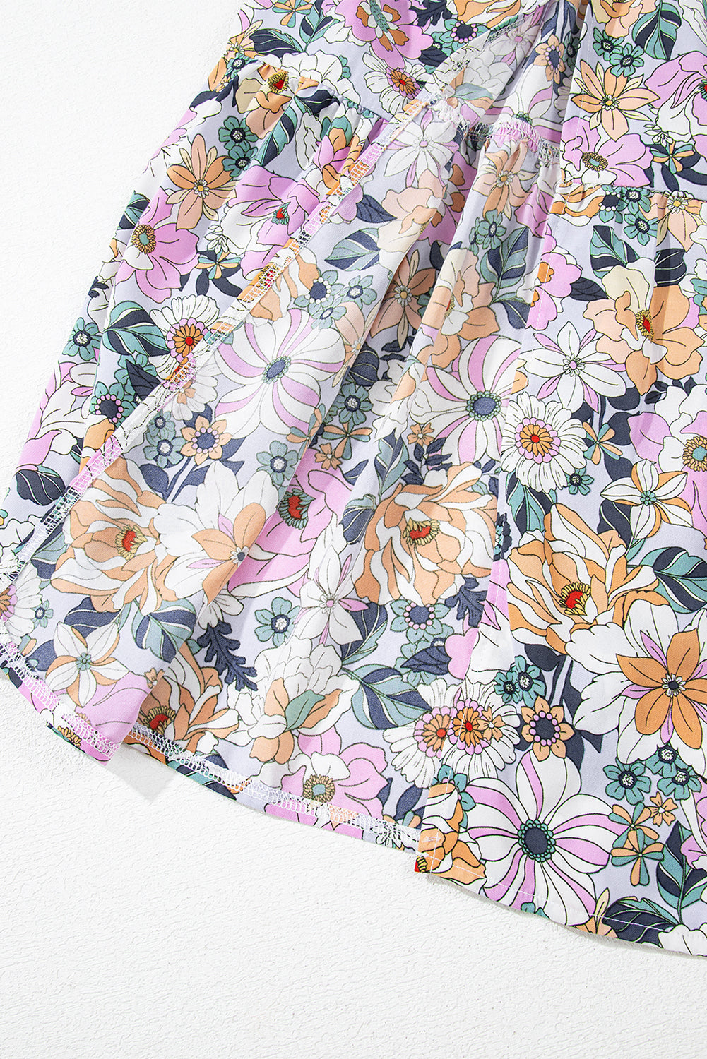 Blue Bohemian Floral Print Tiered Maxi Skirt with Split