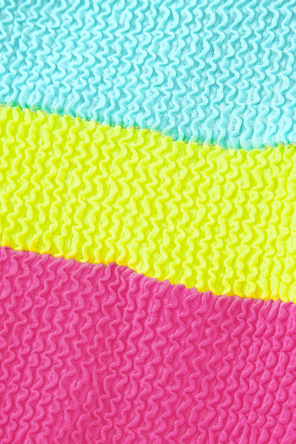 Iceland Blue Textured Color Block Patchwork One Piece Swimsuit - eAura