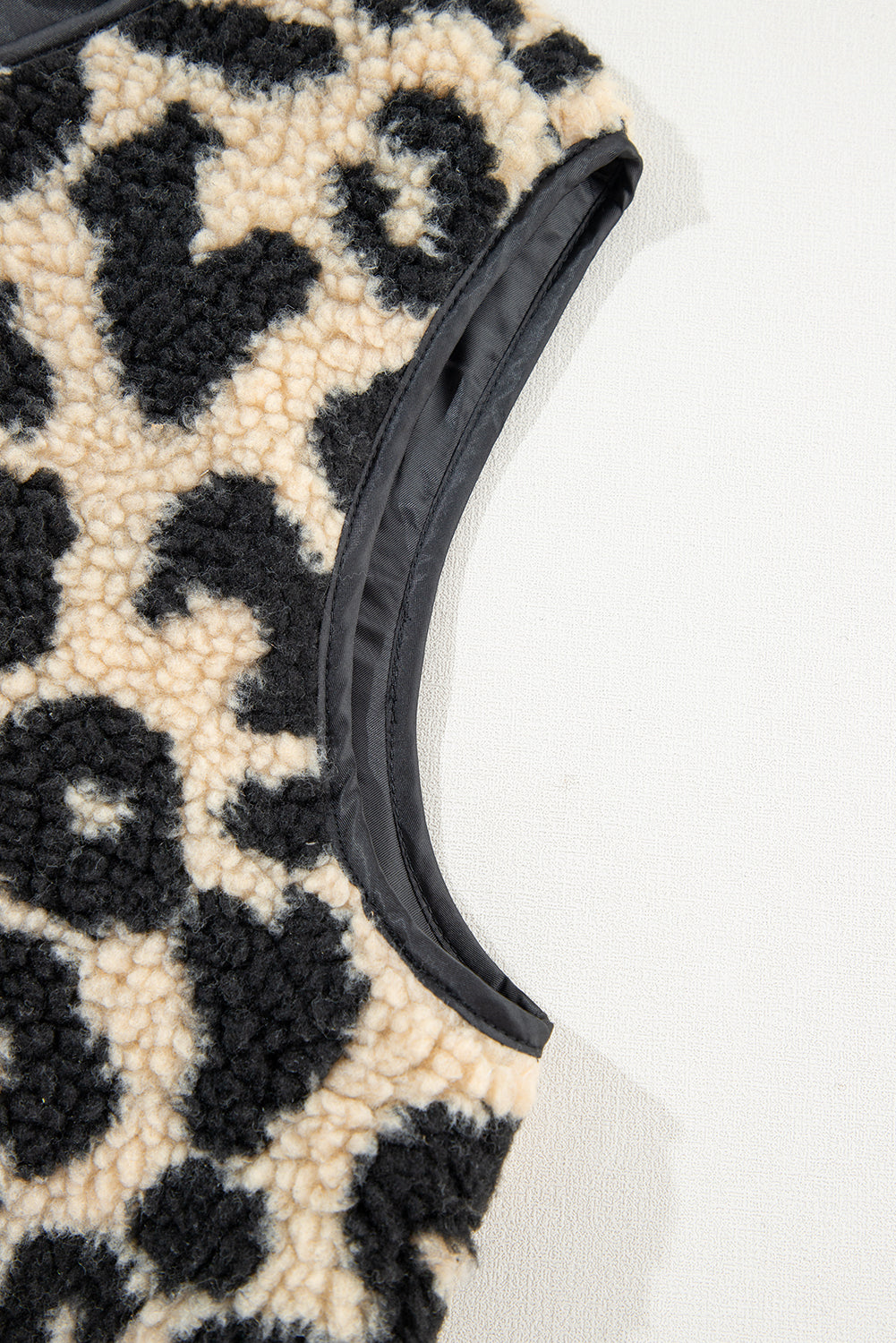 Leopard Print Sherpa Vest Coat – Black