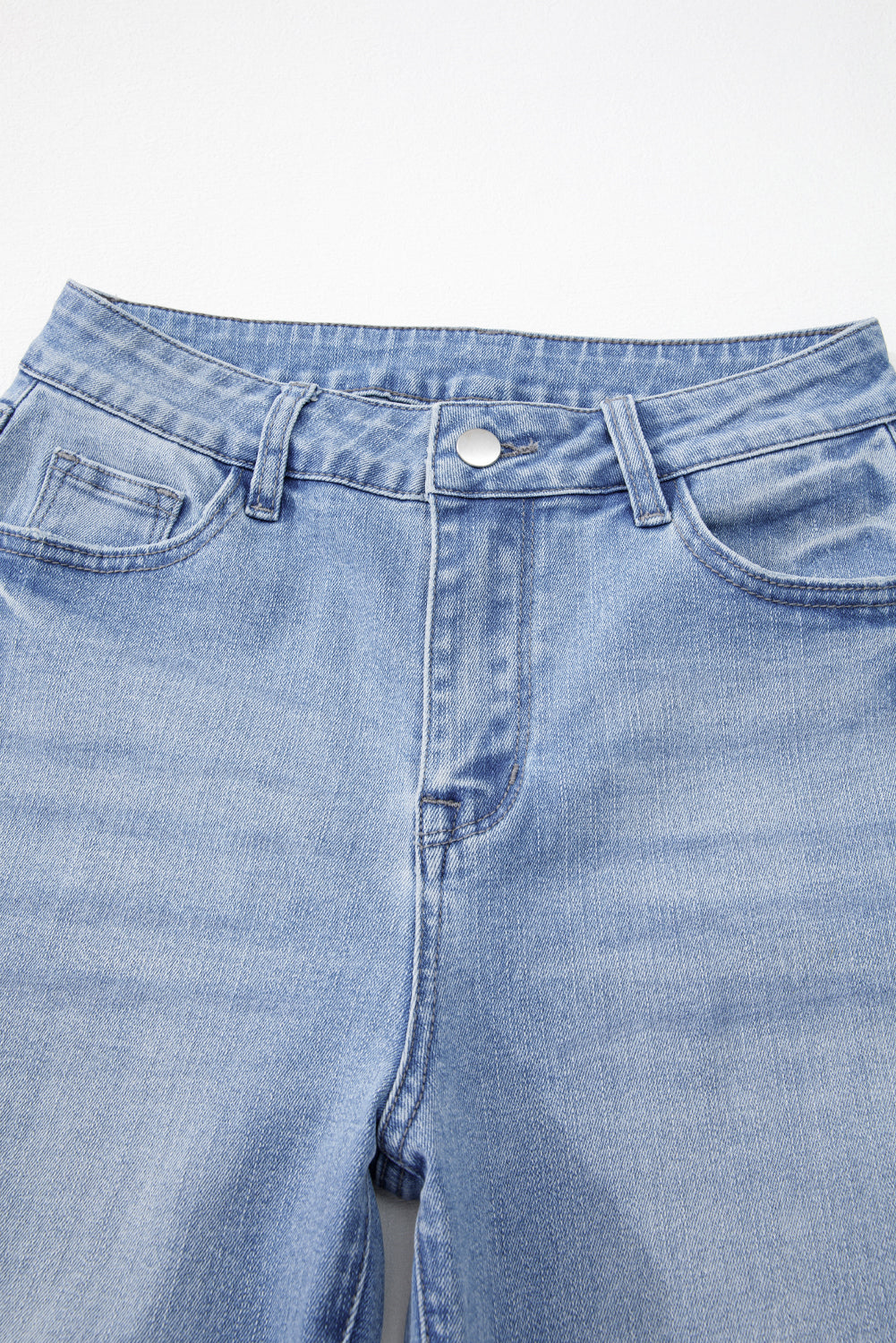 Beau Blue Mineral Wash Raw Hem High Waist Flared Jeans eAura