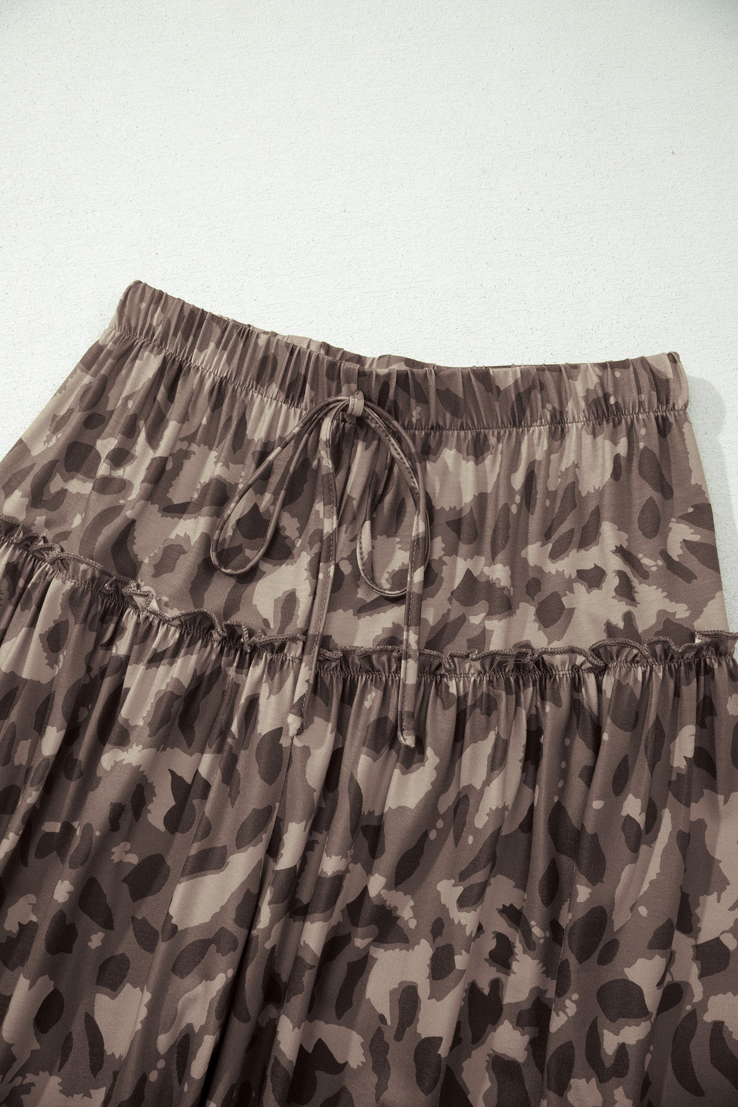 Camo Print Wide Leg Casual Pants