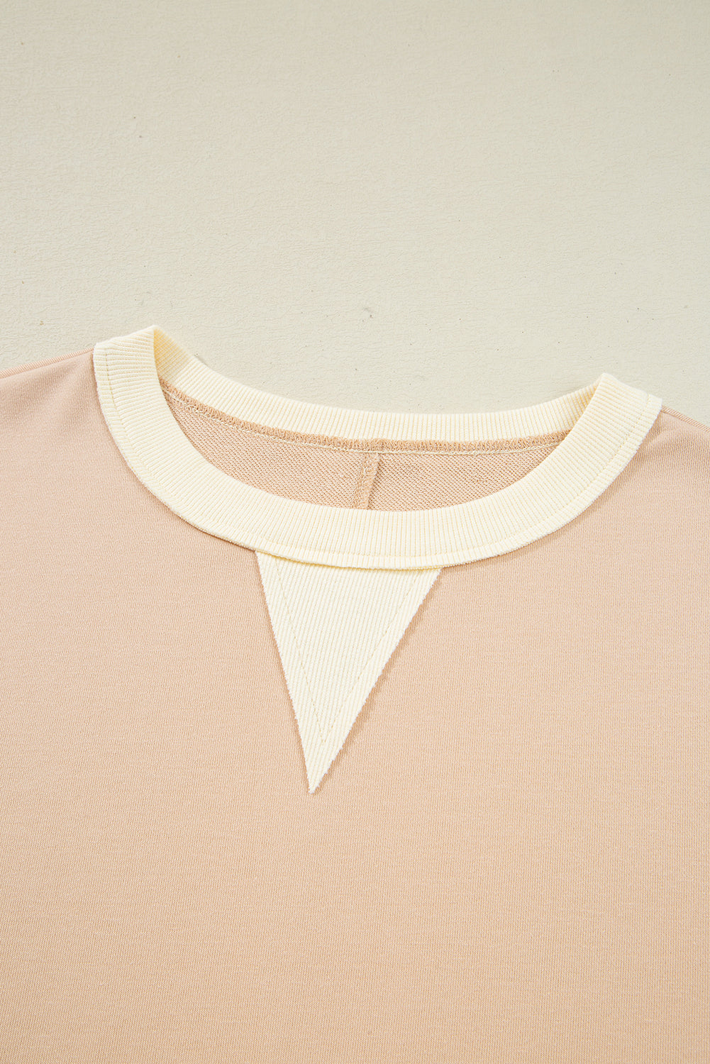Beige Textured Patchwork Pullover Sweatshirt - eAura