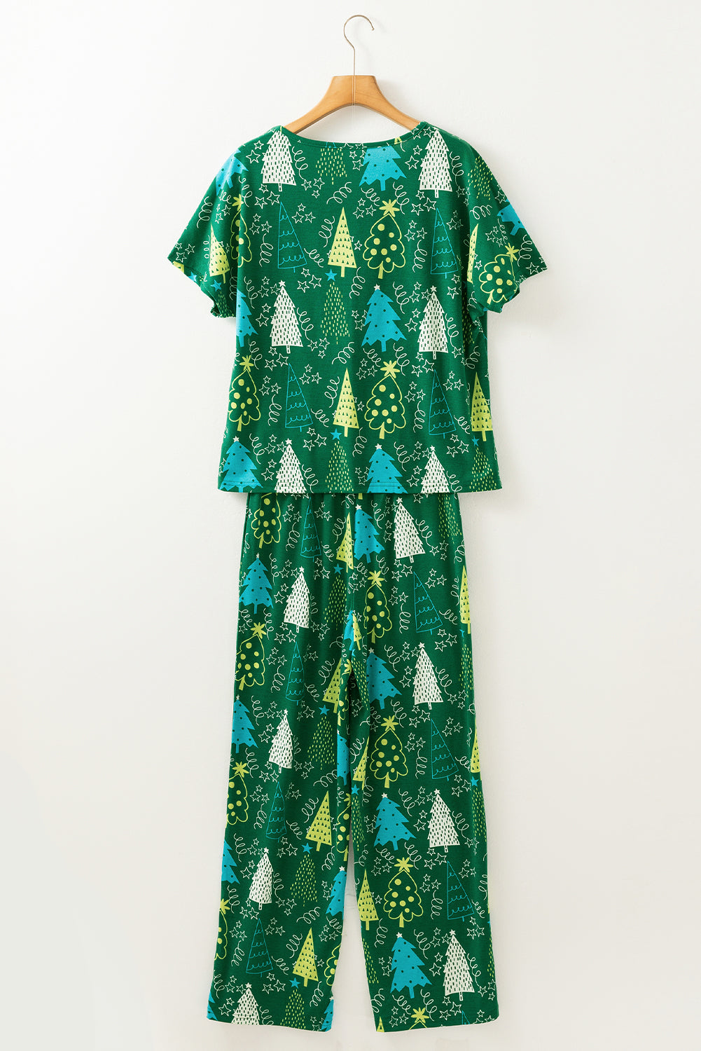 Christmas Tree Print Tee and Pants Pyjama Set - eAura