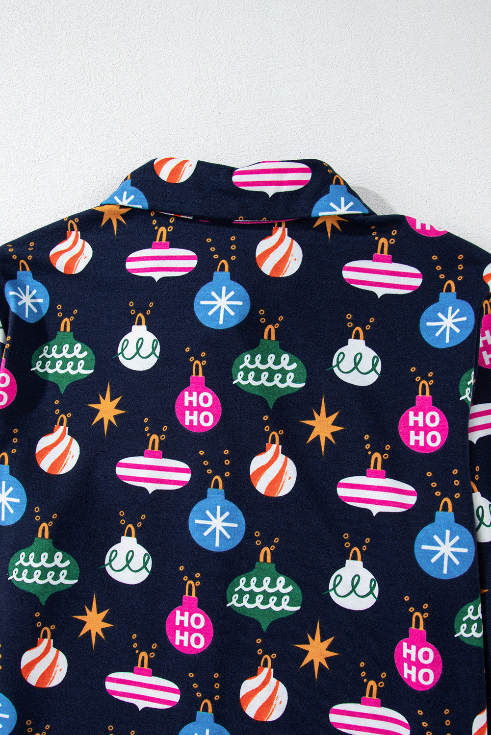 Navy Christmas Lights Print Shirt Pyjama Set eAura