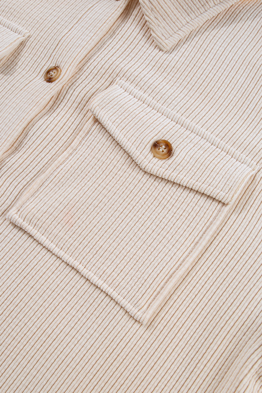 Oatmeal Textured Flap Pockets Buttoned Plus Size Shacket Beagle Boutique Fashion Outlet
