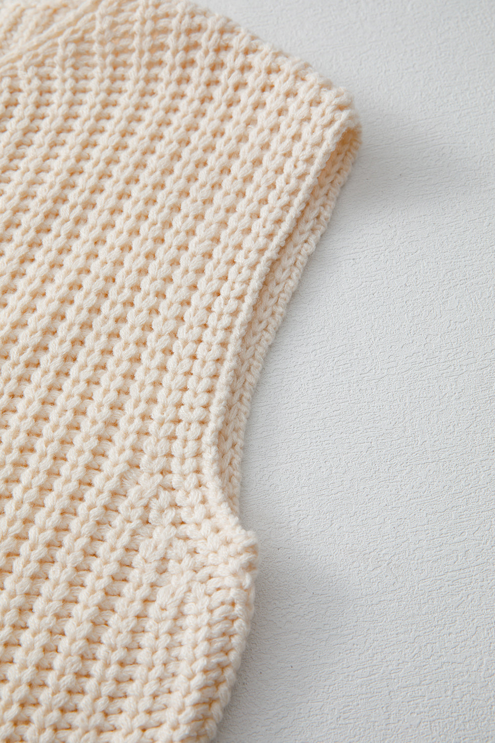 White Solid Textured Knit Side Pockets Buttoned Sweater Vest eAura