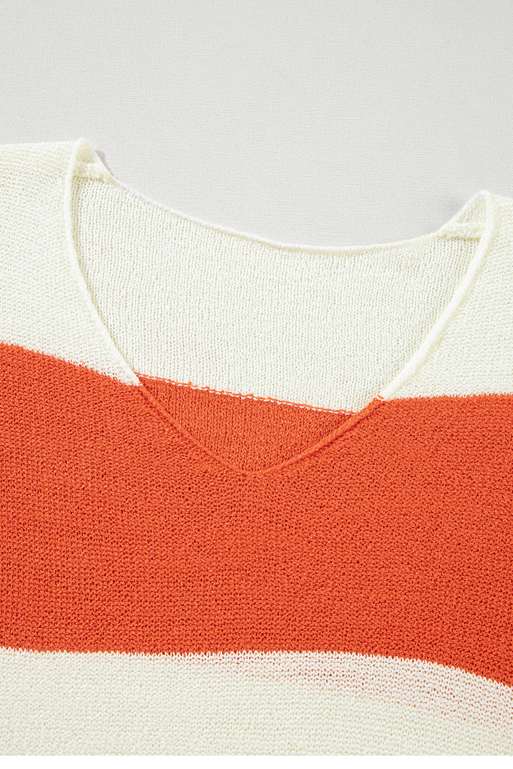 Orange Stripe Loose Colour Block Drop Shoulder Bubble Sleeve Sweater eAura