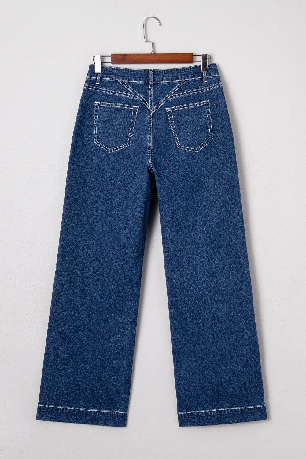Stitched Waist Detail Loose Cuffed Jeans - eAura