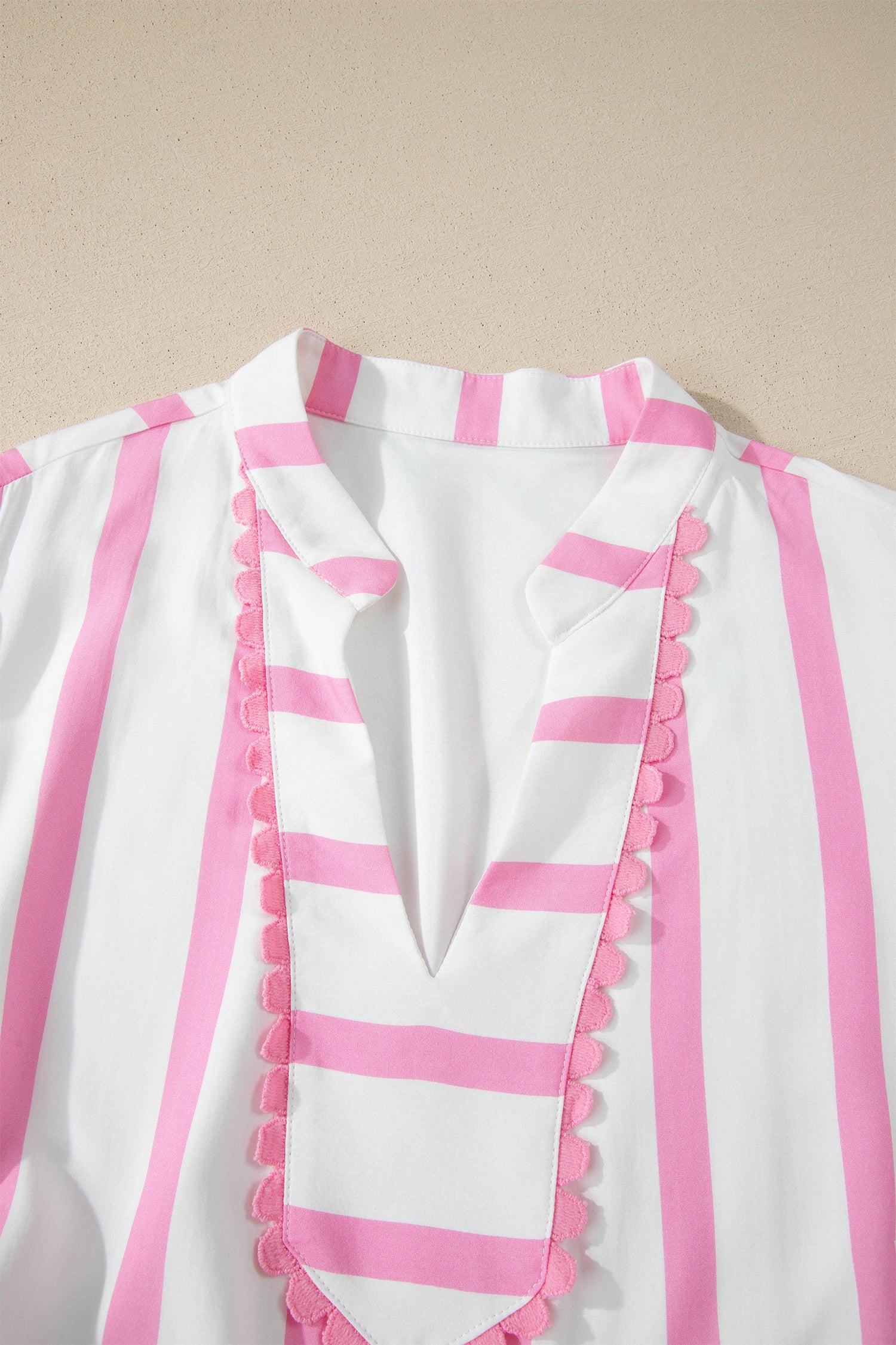 Stripe Plus Size V-Neck Short Puff Sleeve Tiered Maxi Dress