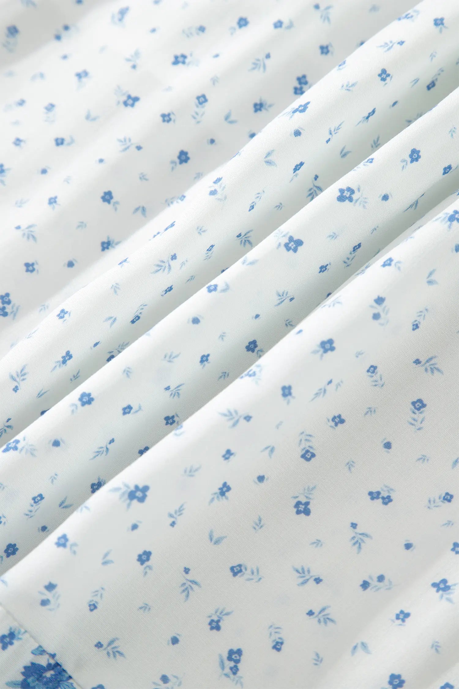 High Waist Tiny Floral Print Boho Maxi Skirt – Sky Blue