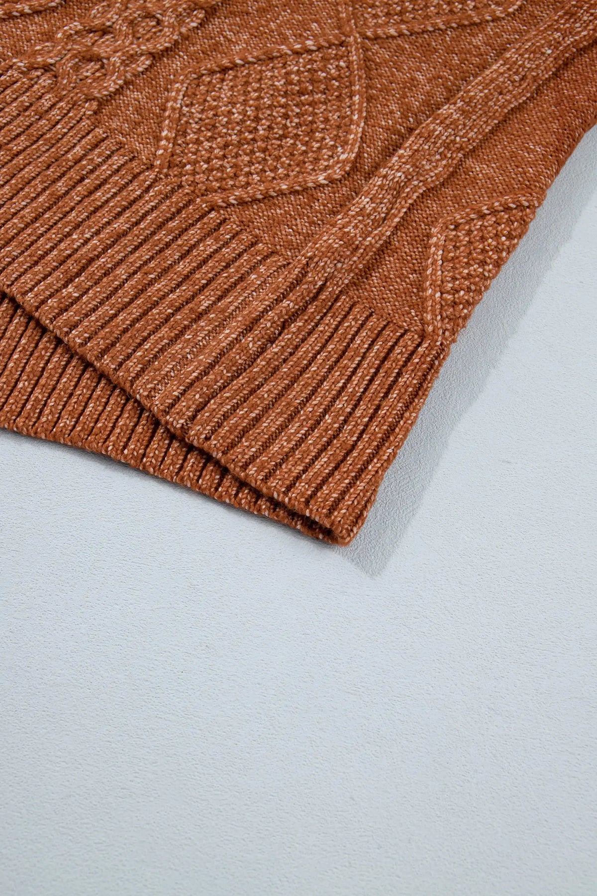 Zip-Up Cable Knit Drop Shoulder Sweater Dress – Clay