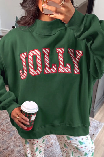 Tunic Pullover Sweatshirt MERRY Embroidered High Neck Oversized