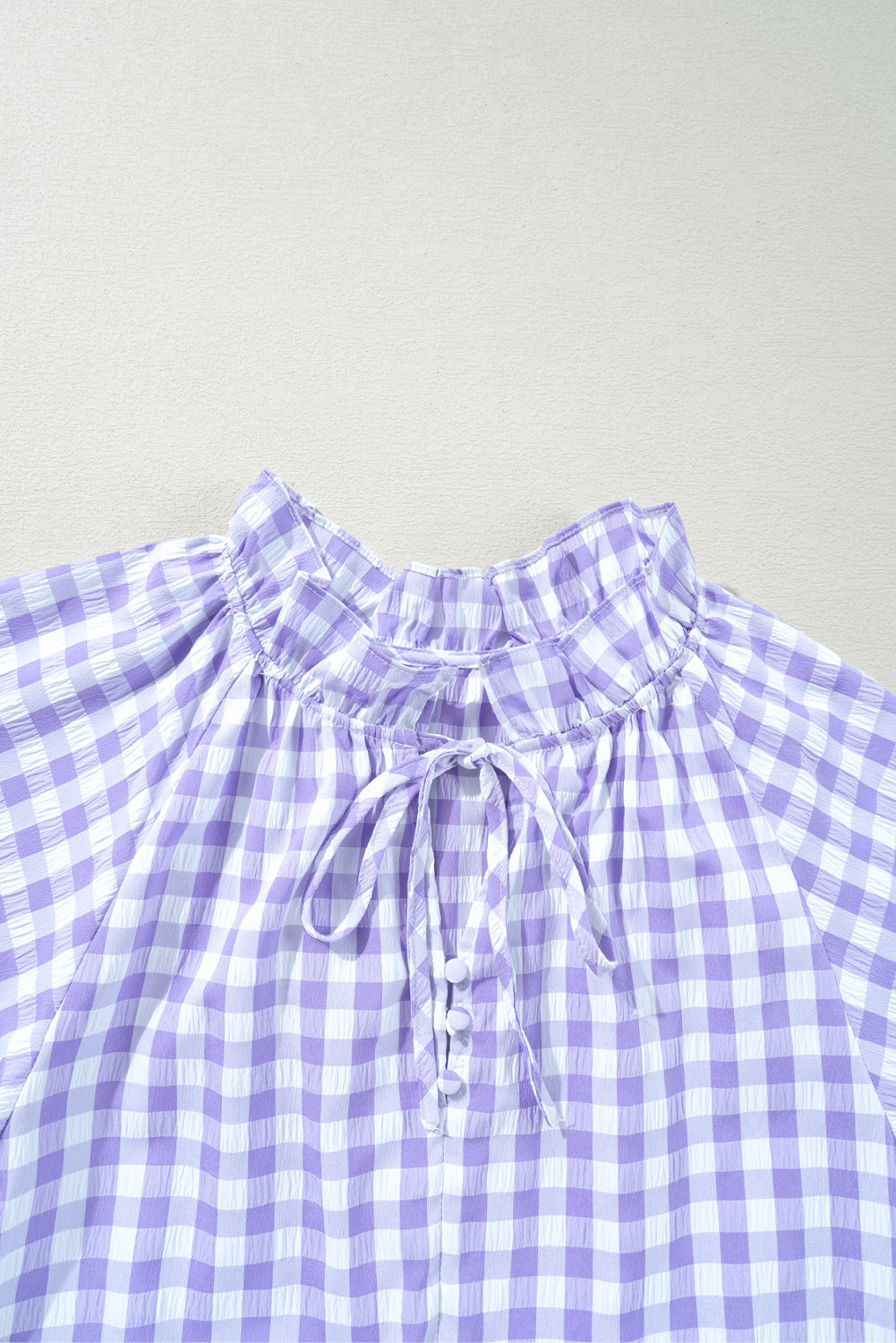 Lavendula Plaid Ruffle Wide Short Sleeve Babydoll Mini Dress eAura