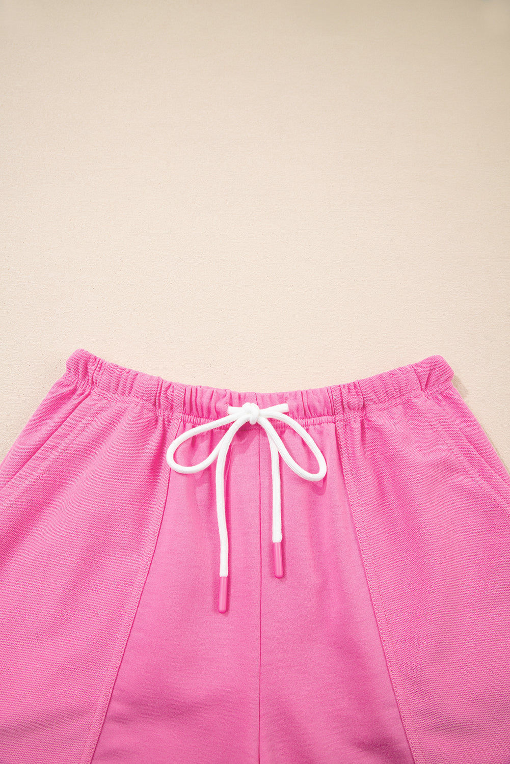 Myosotis V Neck Drop Shoulder Tee and Patchwork Drawstring Shorts Set BB Fashion Outlet